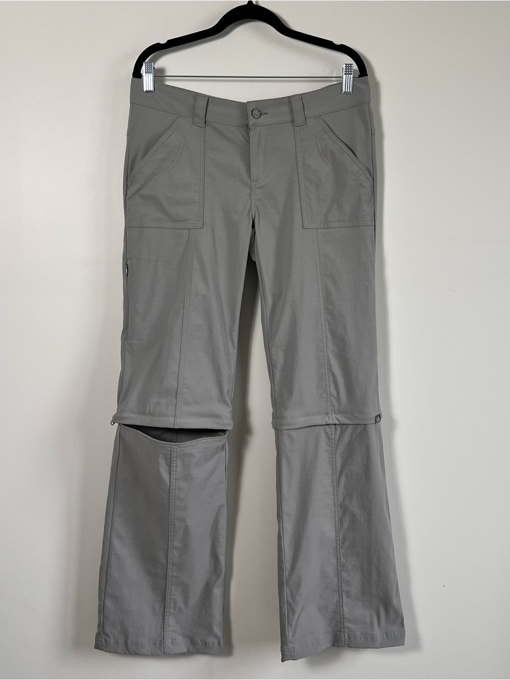 Prana Light Gray Convertible Wide Leg Cargo Pants / Hiking Pants